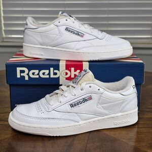 Reebok Club C 85 White Black Leather Shoes Classic Sneakers Women's 10 Brand New
